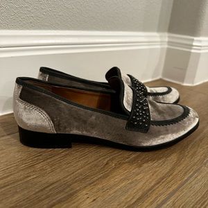 Franco Sarto Womens Silver Velvet Loafers Size 8